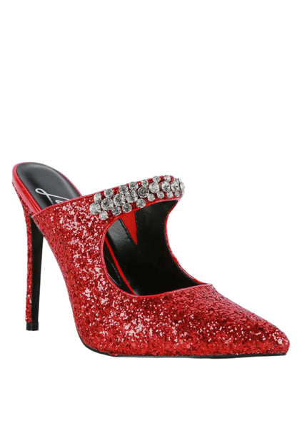 Glitter Diamante High Heeled Sandals
