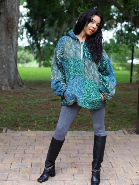 Patchwork Rayon Hoodie