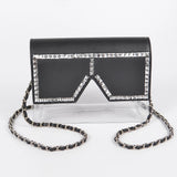 Square Rhinestone Glasses Clear Clutch