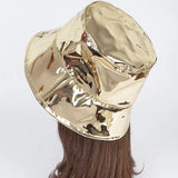 Metallic Faux Leather Bucket Hat