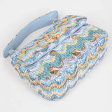 Faux Straw Flap Top Handle Bag