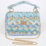 Faux Straw Flap Top Handle Bag