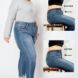 Plus Corset High Rise Ankle Length Double Waist Skinny Jeans