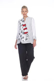 Swirls And Stripes Asymmetric Jacket - 2550- WHITE