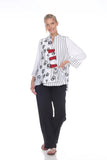 Swirls And Stripes Asymmetric Jacket - 2550- WHITE