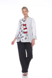 Swirls And Stripes Asymmetric Jacket - 2550- WHITE
