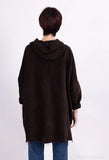 Velvet Pleated Velvet Effect Wide Zip Hoodie