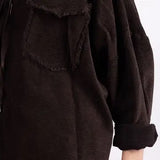 Velvet Pleated Velvet Effect Wide Zip Hoodie
