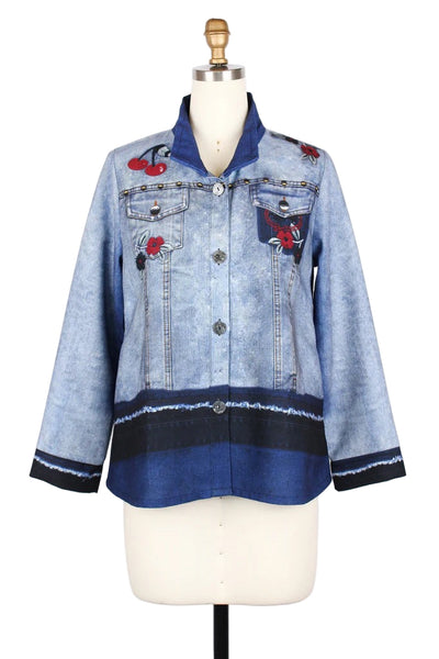 DAMEE ABSTRACT PAINTING DENIM PRINT JKT - 5031-BLU