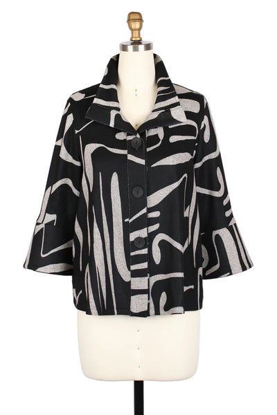 ABSTRACT PRINT JKT, BLACK 4998-BLK