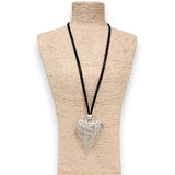 Long Beaded Pendant Cord Necklace | Statement Jewelry | Boho