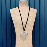 Long Beaded Pendant Cord Necklace | Statement Jewelry | Boho