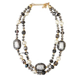 Short Pearl Pavé Station Necklace | Statement Jewelry | Boho
