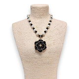 Vintage Flower Pendant Statement Necklace | Pearl