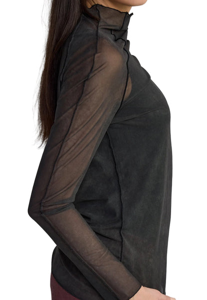 Gray Cinema Turtleneck mesh blouse women