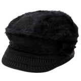 Vegan Angora Fur Chevron Knitted Fiddler Cap