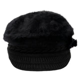Vegan Angora Fur Chevron Knitted Fiddler Cap