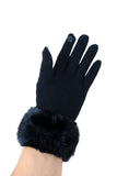 Faux Fur Detailed Leopard Printed Winter Gloves