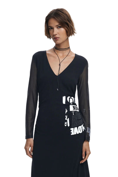 RUCHED NEWSPAPER DRESS