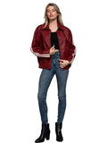 Long Sleeve Line Detail Faux Leather Jacket