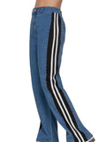 Side Contrast Straight Fit Denim Pants