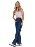 Side Contrast Color Straight Fit Denim Pants
