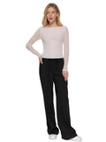 Long Sleeve Boat Neck Double Layer Mesh Top