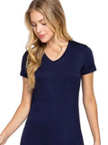Short Sleeve V-Neck Top with Pocket