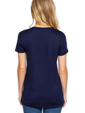 Short Sleeve V-Neck Top with Pocket