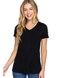 Short Sleeve V-Neck Top with Pocket