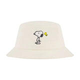 Peanuts Snoopy and Woodstock Bucket Hat, Beige