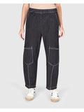 Papaya Relaxed Barrel Pants Black Denim