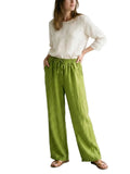 Wide Leg Elastic Waist Drawstring Pants 100% Linen