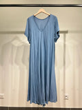 Flared Dress V-Neck Short Sleeve Maxi 100% Viscose