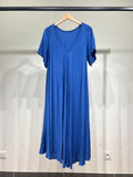 Flared Dress V-Neck Short Sleeve Maxi 100% Viscose