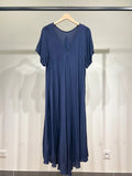 Flared Dress V-Neck Short Sleeve Maxi 100% Viscose