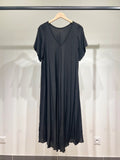 Flared Dress V-Neck Short Sleeve Maxi 100% Viscose