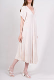 Flared Dress V-Neck Short Sleeve Maxi 100% Viscose