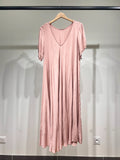 Flared Dress V-Neck Short Sleeve Maxi 100% Viscose