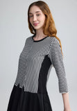 AVENIA Mixed-media striped dress LUUKAA Y0502