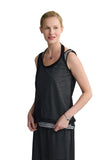 RIVKA striped mesh top