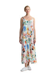 YALINA Solid linen balloon dress