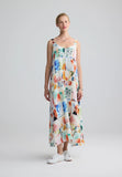 YALINA Solid linen balloon dress