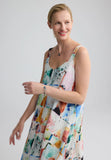YALINA Solid linen balloon dress