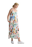 YALINA Solid linen balloon dress