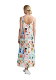 YALINA Solid linen balloon dress