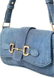 Modern Horsebit Denim Shoulder Bag