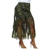 Plus Camo Fringe Hem Midi Skirt