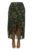 Plus Camo Fringe Hem Midi Skirt