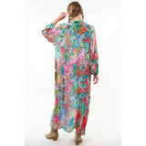 Etro print button-down V-neck long-sleeve maxi dress